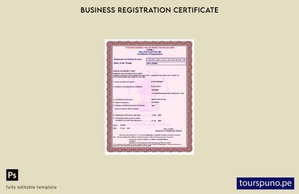 listo para imprimir India Bengala Occidental certificado de registro de IVA plan